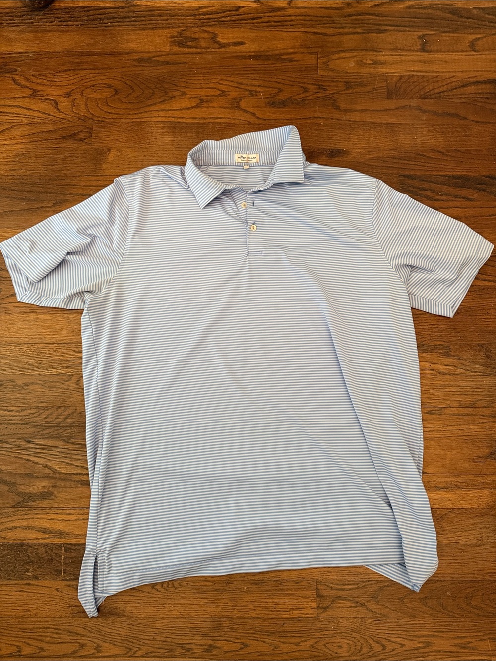 Peter Millar Light Blue & White Striped Polo